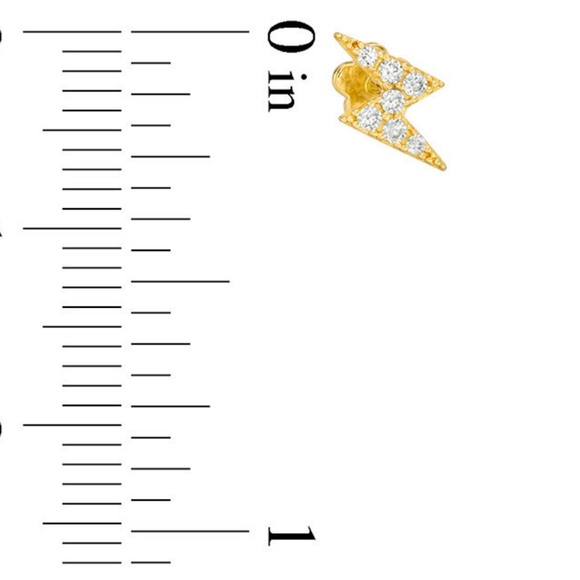Banter 14K Tube Gold CZ Lightning Bolt Stud - 18G 5/16" - Picture 2 of 4
